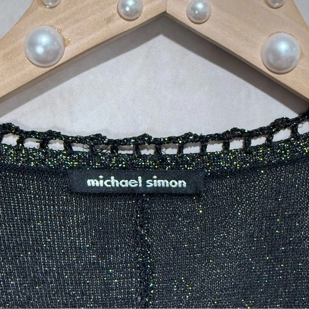 Michael Simon Vintage Black Gold Lurex Blouse, Whimsigoth 90s/Y2K Glam Holiday - Picture 7 of 15